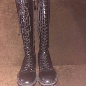 Like new Zara combat style leather knee boots